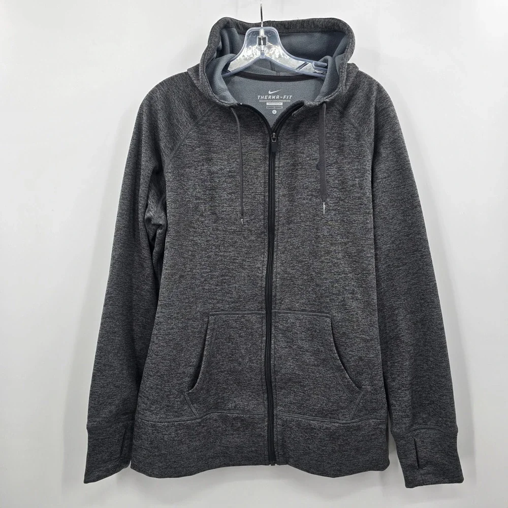 Nike Therma-FIT Jacket Womens Large Full Zip Hoodie Gray Heather